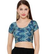 Women's Royal Blue Silk Blend Readymade Saree Blouse