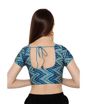 Women's Royal Blue Silk Blend Readymade Saree Blouse 3