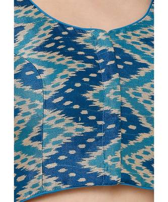 Women's Royal Blue Silk Blend Readymade Saree Blouse 5