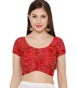 Women's Red Silk Blend Readymade Saree Blouse