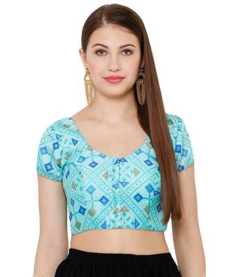Women's Sky Blue Silk Blend Readymade Saree Blouse 1