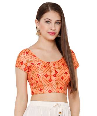 Women's Peach Silk Blend Readymade Saree Blouse 2