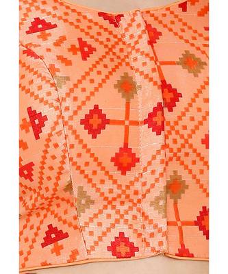 Women's Peach Silk Blend Readymade Saree Blouse 5