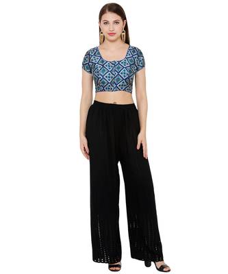 Women's Blue Silk Blend Readymade Saree Blouse 4