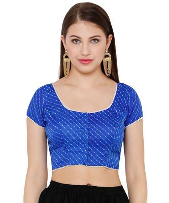 Women's Blue Silk Blend Readymade Saree Blouse 1