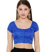 Women's Blue Silk Blend Readymade Saree Blouse
