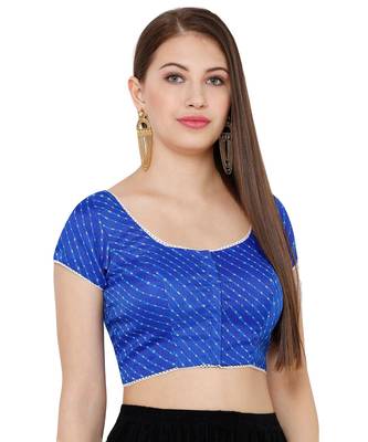 Women's Blue Silk Blend Readymade Saree Blouse 2
