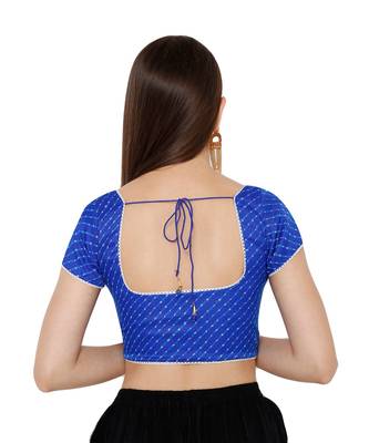 Women's Blue Silk Blend Readymade Saree Blouse 3