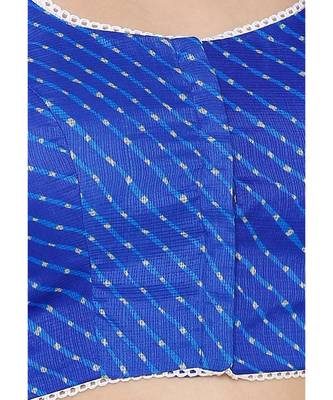Women's Blue Silk Blend Readymade Saree Blouse 5