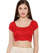Women's Red Silk Blend Readymade Saree Blouse