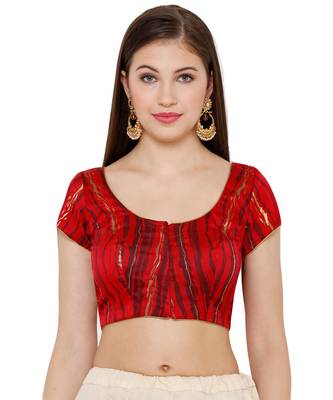 Women's Red Silk Blend Readymade Saree Blouse 1