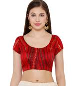 Women's Red Silk Blend Readymade Saree Blouse