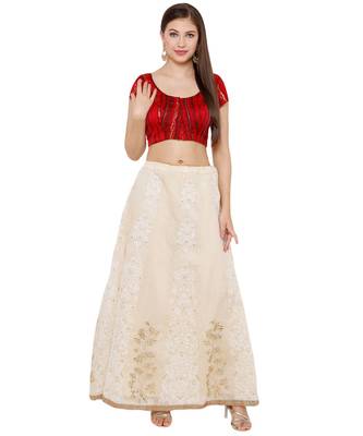 Women's Red Silk Blend Readymade Saree Blouse 4