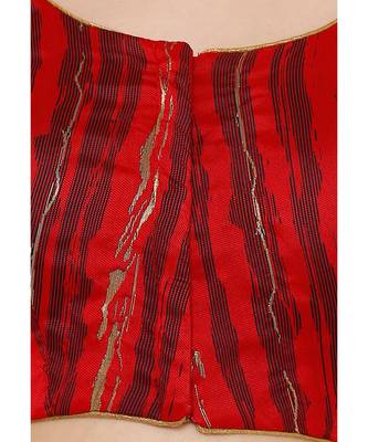 Women's Red Silk Blend Readymade Saree Blouse 5