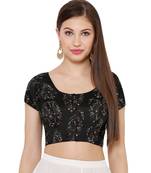 Women's Black Silk Blend Readymade Saree Blouse