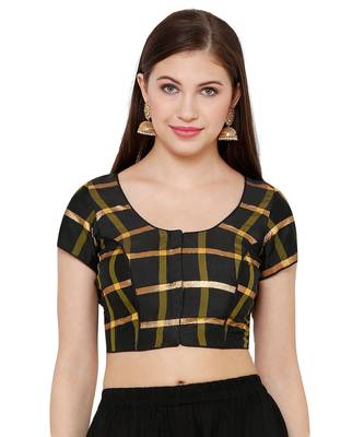 Women's Black Silk Blend Readymade Saree Blouse 1