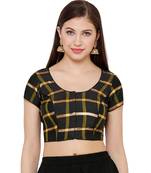 Women's Black Silk Blend Readymade Saree Blouse