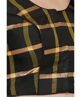 Women's Black Silk Blend Readymade Saree Blouse 5