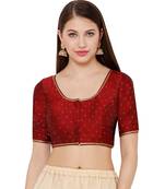 Women's Maroon Silk Blend Readymade Saree Blouse