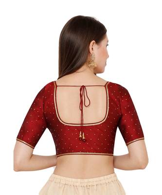 Women's Maroon Silk Blend Readymade Saree Blouse 3