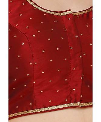 Women's Maroon Silk Blend Readymade Saree Blouse 5
