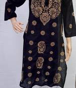 Black embroidered cotton kurtis