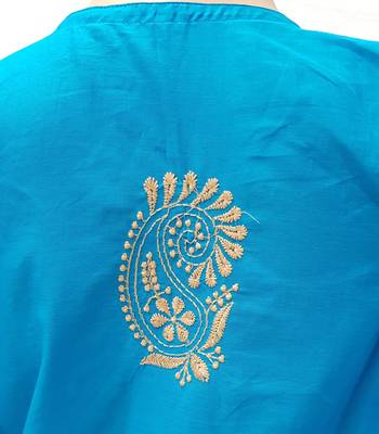 Blue embroidered cotton cotton-kurtis 3
