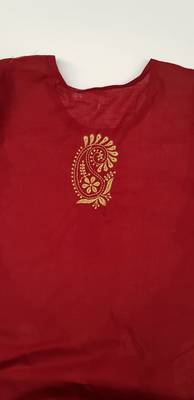 Maroon embroidered cotton kurtis 3