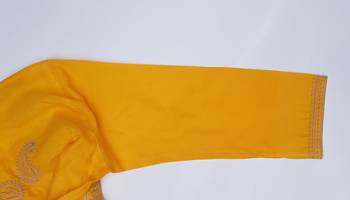 Yellow embroidered cotton kurtis 4