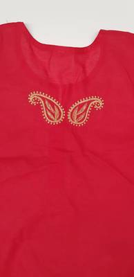 Dark-pink embroidered cotton kurtis 3