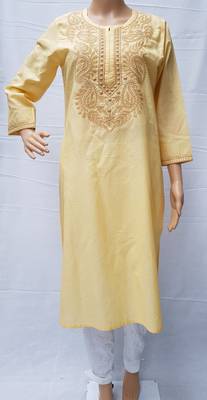 Fawn embroidered cotton kurtis 1