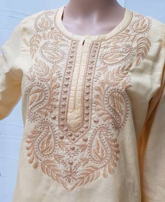 Fawn embroidered cotton kurtis 2