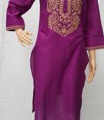 Purple embroidered cotton kurtis