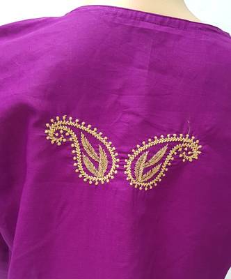 Purple embroidered cotton kurtis 3