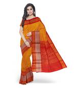 Dark yellow hand woven andhra pradesh handloom saree with blouse