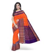 Orange hand woven andhra pradesh handloom saree with blouse