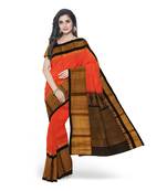 Light orange hand woven andhra pradesh handloom saree with blouse