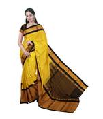 Yellow hand woven andhra pradesh handloom saree with blouse