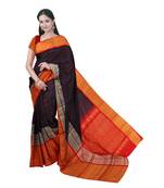 Navy blue hand woven andhra pradesh handloom saree with blouse