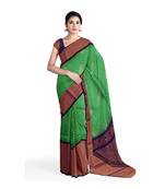 Green hand woven andhra pradesh handloom saree with blouse