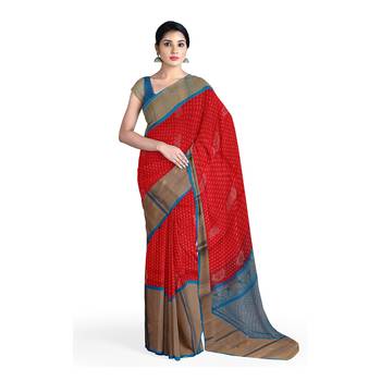Pink hand woven andhra pradesh handloom saree with blouse 1
