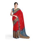 Pink hand woven andhra pradesh handloom saree with blouse