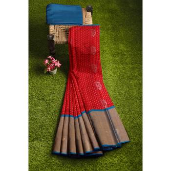 Pink hand woven andhra pradesh handloom saree with blouse 4