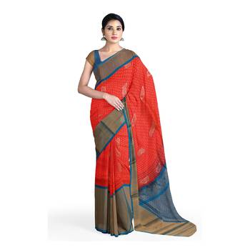 Light pink hand woven andhra pradesh handloom saree with blouse 1