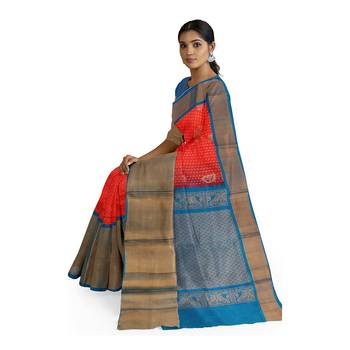 Light pink hand woven andhra pradesh handloom saree with blouse 2