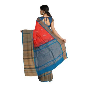 Light pink hand woven andhra pradesh handloom saree with blouse 3