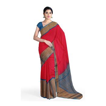 Pink hand woven andhra pradesh handloom saree with blouse 1