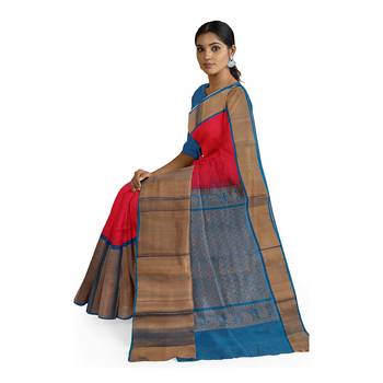 Pink hand woven andhra pradesh handloom saree with blouse 2