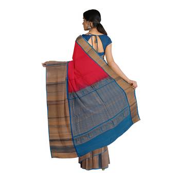 Pink hand woven andhra pradesh handloom saree with blouse 3