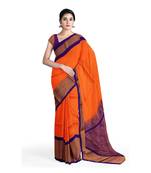 Light orange hand woven andhra pradesh handloom saree with blouse